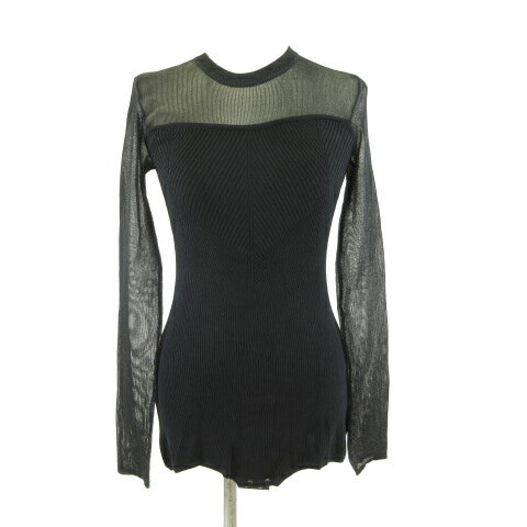 【中古】スタイリング styling/ ニット ボディスーツ 長袖 リブ シアー 黒 F *T408 レディース 【ベク..