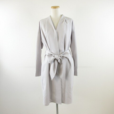 【中古】ビッキー VICKY シャツワンピース 長袖 ひざ丈 ストレッチ グレー 2 *A344 レディース 【ベクトル 古着】 251003