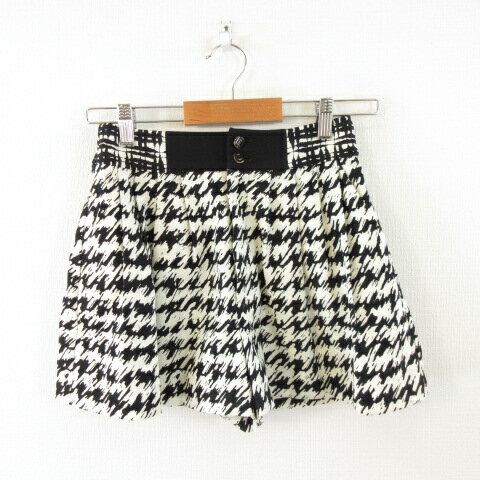 【中古】ジルバイジルスチュアート JILL by JILLSTUART キュロット ショートパンツ 総柄 黒 オフホワイ..