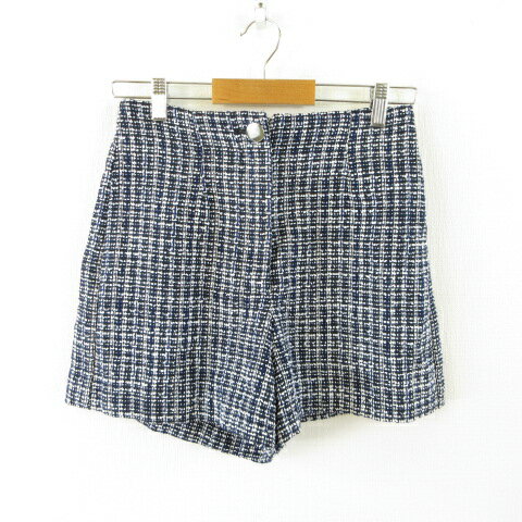 【中古】ザラ ZARA ショートパンツ ツイード 紺 S *T762 レディース 【ベクトル 古着】 251021