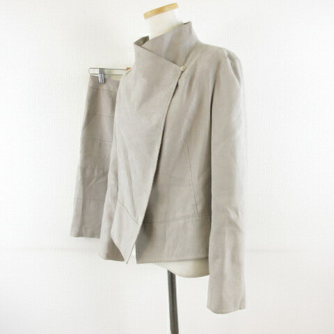 【中古】自由区 オンワード樫山 セットアップ ジャケット 長袖 ミニスカート グレージュ 38 *T24 レディース 【ベクトル 古着】 251114