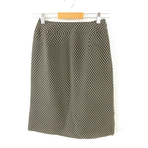 【中古】グリーンアイ Green eye スカート ひざ丈 台形 総柄 黒 T673 レディース 【ベクトル 古着】 260202