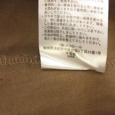 【中古】スクロール ノーカラージャケット 七分袖 薄手 リネン混 茶 11AR *T61 レディース 【ベクトル 古着】 260305 3