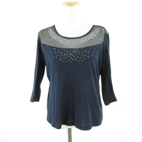 【中古】Champs de Mars カットソー 七分袖 ラインストーン 紺 38 *T109 レディース 【ベクトル 古着】 260310
