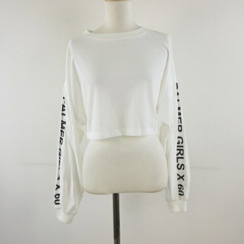 ELIZABETH SULCER MISS SIXTY カットソー Tシャツ ロンT 長袖 クロップド丈 プリント 白 XXS *T526 レディース  260415
