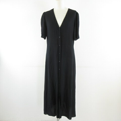 乐天商城 - 【中古】ユニクロ UNIQLO ワンピース 半袖 Vネック フレア ミモレ丈 黒 L *T649 レディース 【ベクトル 古着】 260428