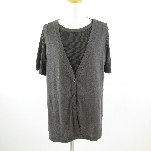 PAT HOGUE ベスト カットソー Tシャツ 半袖 ボーダー 2点セット グレー 3 *T602 レディース  260701