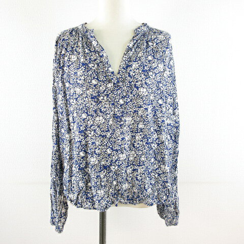 l.o.g.g. label of graded goods カットソー 長袖 花柄 青 白 36 *A548 レディース  260706