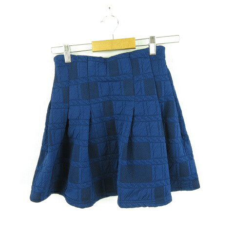 【中古】ジーナシス JEANASIS スカート ミニ タック フレア ストレッチ 総柄 青 F *T133 レディース 【ベクトル 古着】 260805
