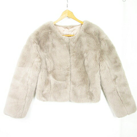 【中古】リップサービス LIP SERVICE フェイクファー ジャケット ノーカラー M ベージュ kz9427 レディース 【ベクトル 古着】 241011