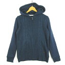 【中古】ビラボン BILLABONG パーカー 長袖 ジップアップ ニット 綿 毛 M ネイビー ケーブル編み kz9613 レディース 【ベクトル 古着】 2...
