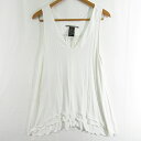 【中古】ダブルスタンダードクロージング ダブスタ DOUBLE STANDARD CLOTHING ノースリーブ チュニック カットソー Vネック ストレッチ レーヨン F ホワイト kz9750 レディース 【ベクトル 古着】 241105(4)