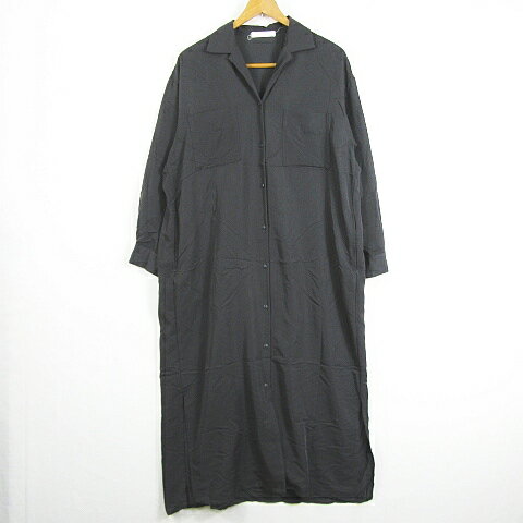 【中古】ショコラフィネローブ chocol raffine robe シャツ ワンピース ロング丈 長袖 レーヨン F チャコール kz9927 レディース 【ベクトル 古着】 241122