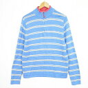 【中古】エルエルビーン L.L.BEAN ハーフジップ コットンニット セーター M ボーダー ライトブルー ヴィンテージ 2sa6225 レディース 【ベクトル 古着】 241229(4)