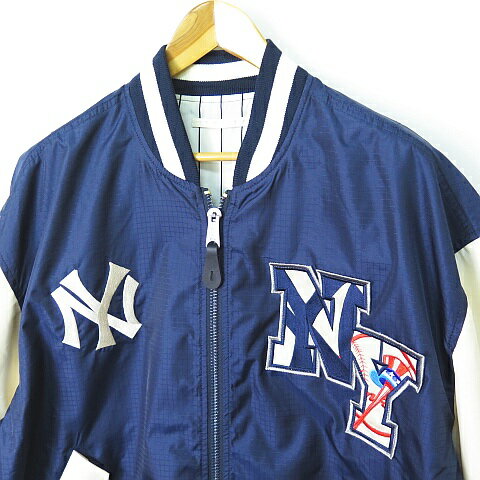 【中古】美品 アルファ ALPHA NEW ERA MLB NY YANKEES ヤンキース L-2B フライトジャケット リバーシブル XL ネイビー/クリーム 2sa6285 メンズ 【ベクトル 古着】 250121