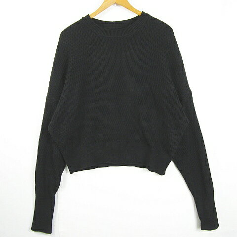 【中古】フリークスストア FREAKS STORE ニット セーター 長袖 綿 F ブラック 総柄 kz10581 レディース..