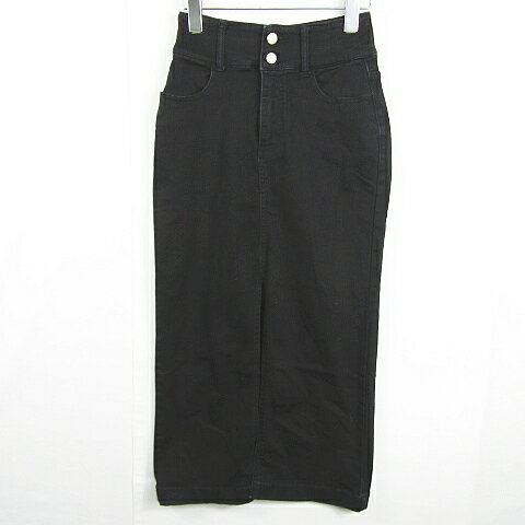 【中古】ロイヤルパーティー ROYAL PARTY タイト ロング スカート スリット ストレッチ 綿 Sブラック kz10606 レディース 【ベクトル 古着】 250128