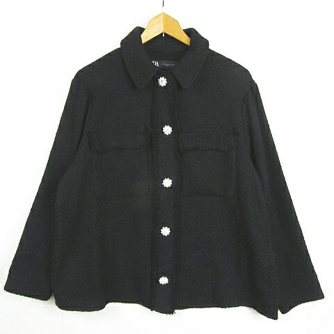 【中古】ザラ ZARA ツイード ジャケット コットン XS ブラック ビジューボタン 小さいサイズ 8149/303 kz11077 レディース 【ベクトル 古着】 250313 【中古】ザラ ZARA ツイード ジャケット コットン XS ブラック ビジューボタン 小さいサイズ 8149/303 kz11077 レディース 【ベクトル 古着】 250313