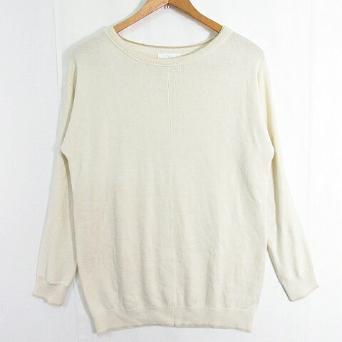 【中古】ビス ViS ニット カットソー 長袖 ミディアム丈 レーヨン M アイボリー ラメ ライン kz11095 ..