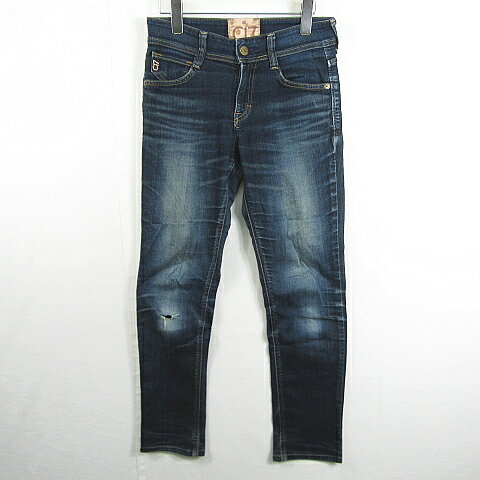 【中古】エドウィン EDWIN シーセブンティーン C-SEVENTEEN デニム パンツ ジーンズ ストレッチ レーヨン 28 ネイビー ダメージ加工 kz11697 レディース 【ベクトル 古着】 250515