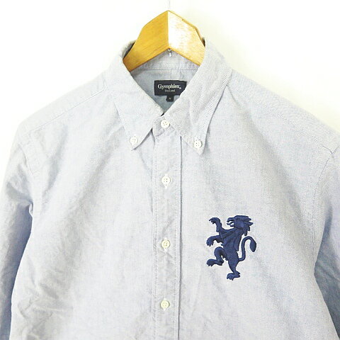【中古】ジムフレックス Gymphlex ダンガリー BDシャツ 七分袖 M ブルー 2sa6618 メンズ 【ベクトル 古着】 250605
