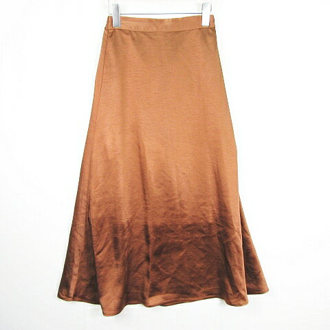 【中古】ディスコート Discoat サテン フレア ロング スカート F ブラウン kz12041 レディース 【ベクトル 古着】 250620