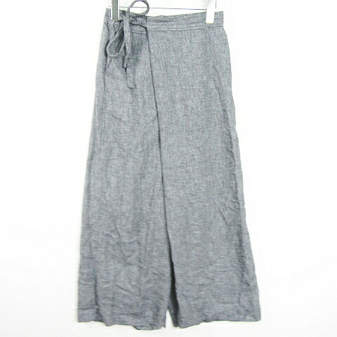 【中古】スタディオクリップ Studio Clip ラップ風 ワイド パンツ 綿 麻 M グレー kz12116 レディース 【ベクトル 古着】 250626