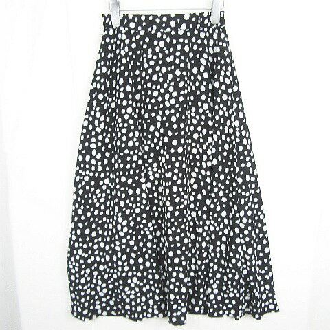 【中古】アーバンリサーチ URBAN RESEARCH フレア ロング スカート FREE ブラック ダルメシアン柄 アニマル kz13097 レディース 【ベクトル 古着】 251003