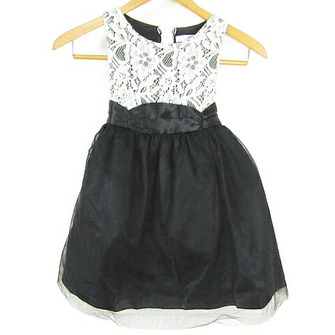 【中古】キャサリンコテージ Catherine Cottage ノースリーブ ワンピース ドレス チュール コットン 110 ブラック ホワイト レース kz13741 キッズ 【ベクトル 古着】 251202