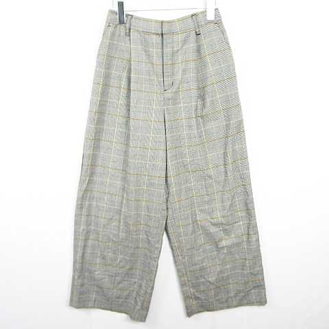 【中古】ローリーズファーム LOWRYS FARM ワイド パンツ ストレッチ レーヨン L グレー チェック kz16208 レディース 【ベクトル 古着】 260721