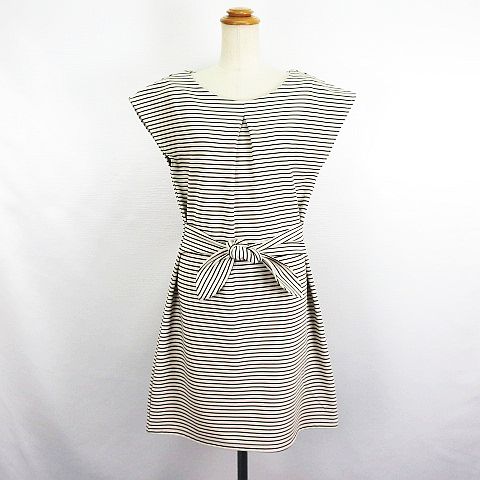 【中古】テチチ Te chichi ワンピース チュニック フレンチスリーブ ラウンドネック ひざ丈 ボーダー ストレッチ M ライトベージュ×ブラック ※EKM レディース 【ベクトル 古着】 240219 【中古】テチチ Te chichi ワンピース チュニック フレンチスリーブ ラウンドネック ひざ丈 ボーダー ストレッチ M ライトベージュ×ブラック ※EKM レディース 【ベクトル 古着】 240219