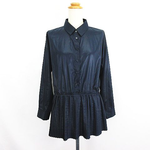 【中古】ブージュルード Bou Jeloud シャツ ブラウス 長袖 ドロップショルダー プルオーバー ペプラム プリーツ 光沢 38 ネイビー ※EKM レディース 【ベクトル 古着】 240803 【中古】ブージュルード Bou Jeloud シャツ ブラウス 長袖 ドロップショルダー プルオーバー ペプラム プリーツ 光沢 38 ネイビー ※EKM レディース 【ベクトル 古着】 240803