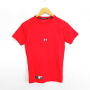 【中古】アンダーアーマー UNDER ARMOUR インナーシャツ 半袖 クルーネック ロゴ ストレッチ MD レッド スポーツウェア ※EKM メンズ 【ベク...