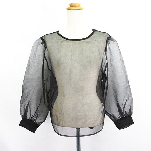 【中古】ローリーズファーム LOWRYS FARM ブラウス シャツ 長袖 ボリュームスリーブ ラウンドネック バックボタン シアー F ブラック ※EKM レディース 【ベクトル 古着】 241010 【中古】ローリーズファーム LOWRYS FARM ブラウス シャツ 長袖 ボリュームスリーブ ラウンドネック バックボタン シアー F ブラック ※EKM レディース 【ベクトル 古着】 241010