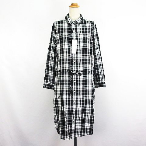 【中古】未使用品 ベルメゾン BELLE MAISON 千趣会 シャツワンピース チュニック 長袖 ロング丈 チェック ダブルガーゼ コットン M ブラック×ホワイト ※EKM レディース 【ベクトル 古着】 241102 【中古】未使用品 ベルメゾン BELLE MAISON 千趣会 シャツワンピース チュニック 長袖 ロング丈 チェック ダブルガーゼ コットン M ブラック×ホワイト ※EKM レディース 【ベクトル 古着】 241102