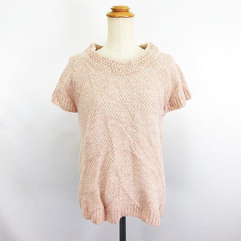 【中古】未使用品 maca ニット セーター 半袖 丸首 ラメ ウール混 L ピンク ※EKM レディース 【ベクト..