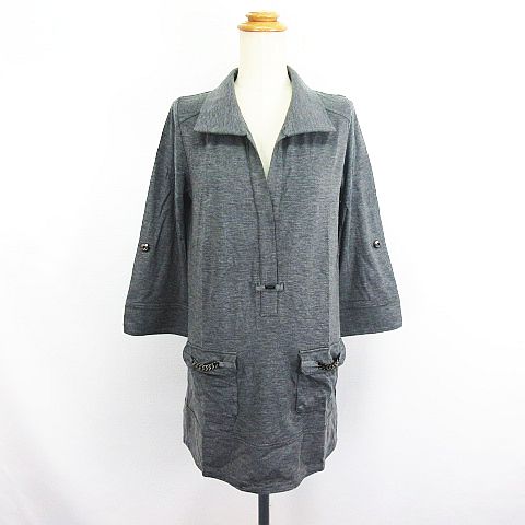 【中古】メイソングレイ MAYSON GREY チュニック ワンピース 七分袖 スキッパーカラー ストレッチ 2 グレー ※EKM レディース 【ベクトル 古着】 241223
