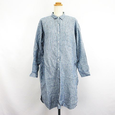 【中古】無印良品 良品計画 シャツワンピース チュニック 長袖 ロング丈 ストライプ オーバーサイズ 麻 リネン L グレー×ホワイト ※EKM レディース 【ベクトル 古着】 250330 【中古】無印良品 良品計画 シャツワンピース チュニック 長袖 ロング丈 ストライプ オーバーサイズ 麻 リネン L グレー×ホワイト ※EKM レディース 【ベクトル 古着】 250330