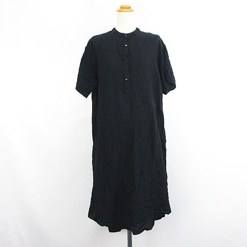 【中古】未使用品 エシーム ESSEME シャツワンピース チュニック 半袖 バンドカラー ハーフボタン プルオーバー ロング丈 麻混 L ブラック ※EKM レディース 【ベクトル 古着】 250409 【中古】未使用品 エシーム ESSEME シャツワンピース チュニック 半袖 バンドカラー ハーフボタン プルオーバー ロング丈 麻混 L ブラック ※EKM レディース 【ベクトル 古着】 250409
