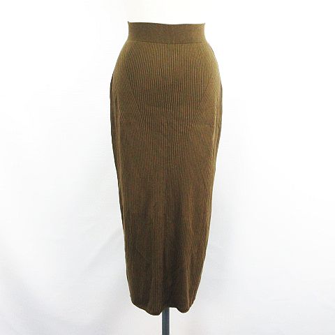 【中古】未使用品 ユニクロ UNIQLO Mame Kurogouchi ニット スカート ボトムス ロング丈 タイト 3Dリブ イージー XS/S ブラウン ※EKM レディース 【ベクトル 古着】 250607