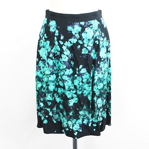 【中古】ミラショーン mila schon スカート ボトムス ひざ丈 タイト 花柄 40 ブラック×グリーン ※EKM レディース 【ベクトル 古着】 250617(4)