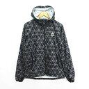 【中古】ルコックスポルティフ le coq sportif ジャンパー ブルゾン ウィンドブレーカー 長袖 フード ジップアップ 総柄 指穴 ロゴ 裏メッシュ M ブラック スポーツウェア ※EKM メンズ 【ベクトル 古着】 250714