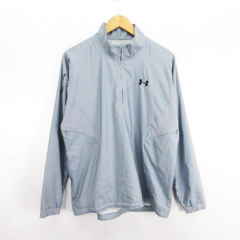 【中古】アンダーアーマー UNDER ARMOUR MGF3244 ジャケット ブルゾン 長袖 プルオーバー ハーフジップ ロゴ 裏地付き MD グレー ゴルフウェア ※EKM メンズ 【ベクトル 古着】 250812