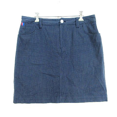 【中古】エル ELLE GOLF スカート ボトムス ミニ丈 タイト ストライプ インナーパンツ付き ストレッチ 13 ネイビー ※EKM レディース 【ベクトル 古着】 250827
