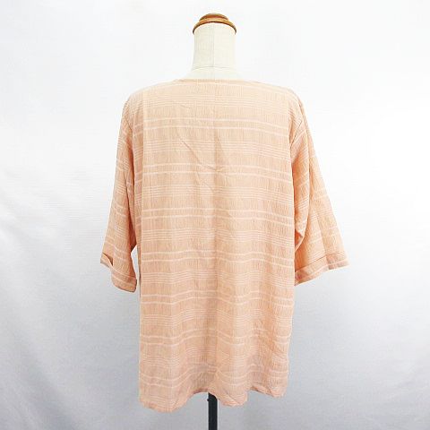【中古】シューラルー SHOO・LA・RUE チュニック ワンピース 七分袖 ラウンドネック ボーダー レイヤード M ライトオレンジ ※EKM レディース 【ベクトル 古着】 250901