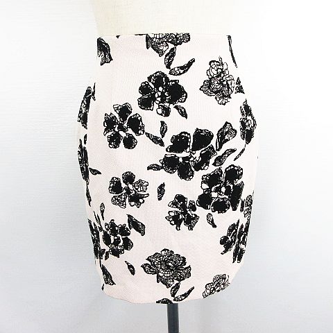 【中古】ビーラディエンス BE RADIANCE スカート ボトムス ミニ丈 タイト 花柄 フロッキー S ライトベージュ ※EKM レディース 【ベクトル 古着】 250927