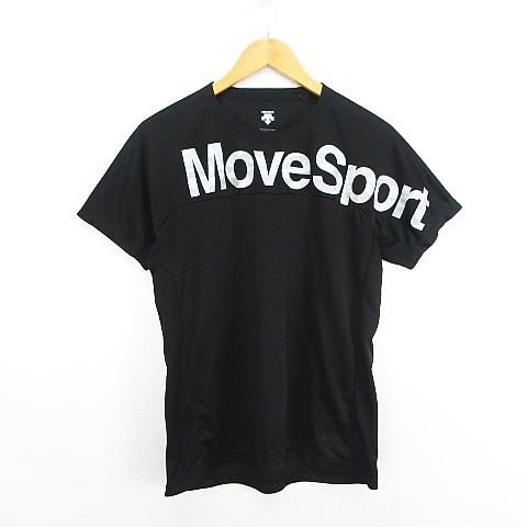 【中古】デサント DESCENTE Tシャツ カットソー 半袖 クルーネック ロゴ M ブラック スポーツウェア ※E..