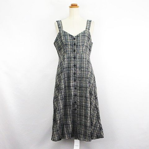 【中古】未使用品 DHOLIC pink.9 ジャンパースカート ワンピース ロング丈 チェック フロントボタン ブラック ※EKM レディース 【ベクトル 古着】 251105