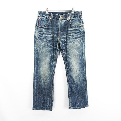 【中古】エドウィン EDWIN BLUE TRIP EB0001 デニム ジーンズ ボトムス ストレート ユーズド加工 ストレッチ 32 インディゴブルー ※EKM メンズ 【ベクトル 古着】 251108