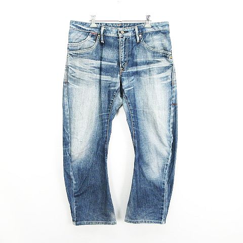 【中古】エドウィン EDWIN E-FUNCTION EG50005 デニム ジーンズ ボトムス 立体裁断 ユーズド加工 ストレッチ XL インディゴブルー ※EKM メンズ 【ベクトル 古着】 251125